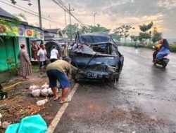 Diduga Sopir Mengantuk, Mobil Bermuatan Rempah – Rempah Menabrak Pohon di Balen Bojonegoro