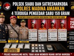 Tim Opsnal Polsek Siabu Bersama Satresnarkoba Polres Madina Sikat 4 Terduga Pelaku Tindak Pidana Narkotika
