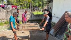 Bahu-Membahu, Personel Satgas TMMD 129 Kodim Belu Bangun Dudukan Bak Penampung Air Sumur Bor