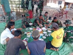 Satgas TMMD Ke-129 Kodim 1614/Dompu dan Warga Makan Bersama, Wujud Syukur atas Kebersamaan