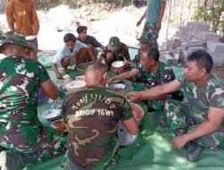 Pererat Kemanunggalan TNI-Rakyat, Satgas TMMD Ke-129 Gelar Makan Bersama di Lokasi Pembangunan Musala
