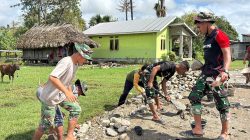 Perkuat Akses Pertanian, Satgas TMMD Bangun Tembok Penahan Jalan Usaha Tani Sepanjang 1.500 Meter