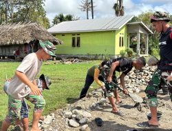 Perkuat Akses Pertanian, Satgas TMMD Bangun Tembok Penahan Jalan Usaha Tani Sepanjang 1.500 Meter