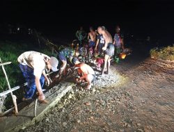 Menjelang Penutupan, Satgas TMMD Kodim Belu Kerja Ekstra Malam Selesaikan Peningkatan Jalan Usaha Tani