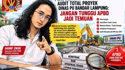 Berita Pembangunan Kota Bandar Lampung Diduga Gunakan Barang Bekas dan Tak Sesuai Spek, PWRI Lampung: Desak Tindak Lanjuti Informasinya